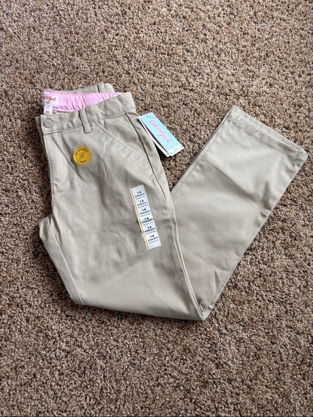 Cat & Jack Kids' Khaki Straight Pants Girls Size 14